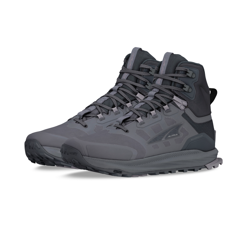 Altra Lone Peak 9 Mens Waterproof Mid Hiking Boot Black/Gray