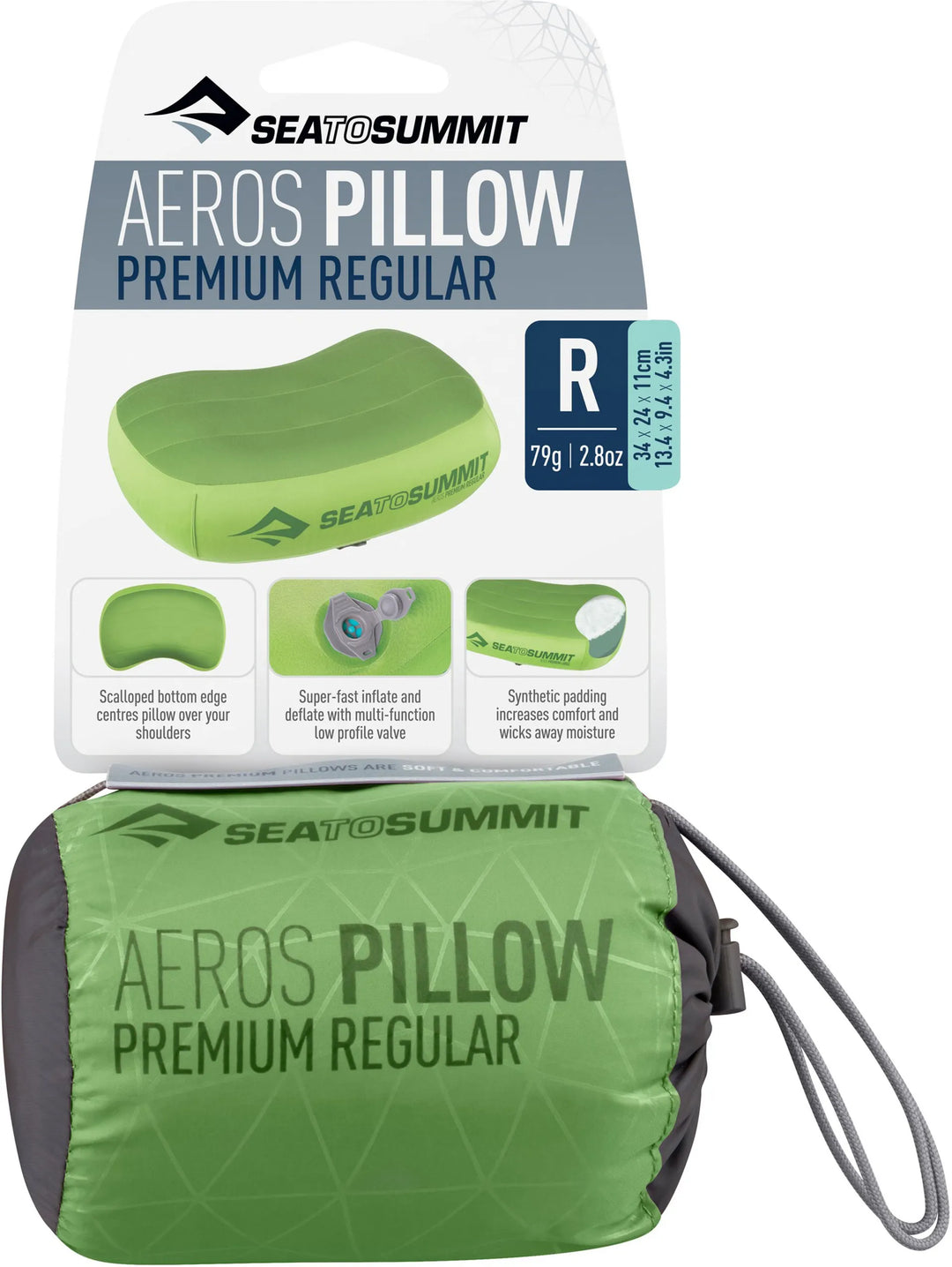 Sea to Summit Aeros Premium Pillow - Regular Light Green RCS