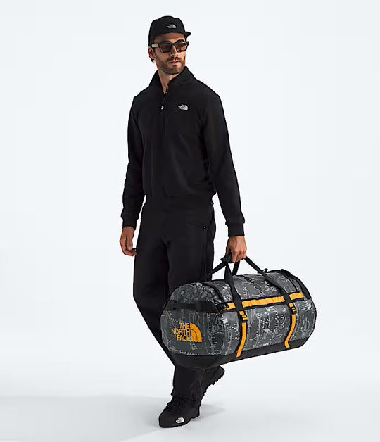 The North Face Base Camp Duffel—L Anthracite Grey Conrad Topos Print-Summit Gold