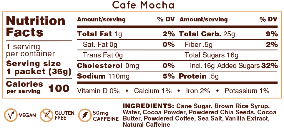 Huma Energy Gels Original Café Mocha 50mg Caffeine Box of 24