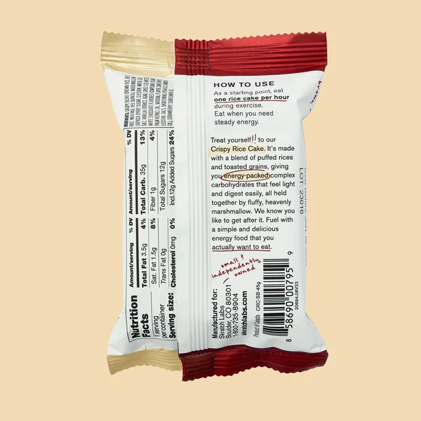 Skratch Rice Cake Skratch Crispy Rice Cake Sport Fuel, Strawberries & Mallow, 45g Bar ...