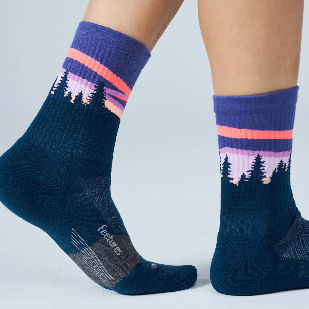 Feetures Trail Max Cushion Mini Crew Purple Aurora