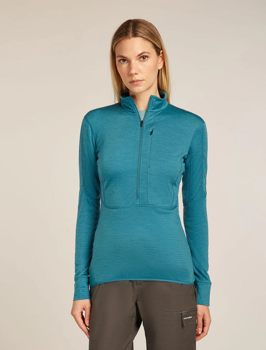 Icebreaker W 200 Merino RealFleece Descender Long Sleeve Half Zip Topaz