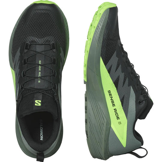 SALOMON SENSE RIDE 5 Black/Laurel Wreath/Green Gecko
