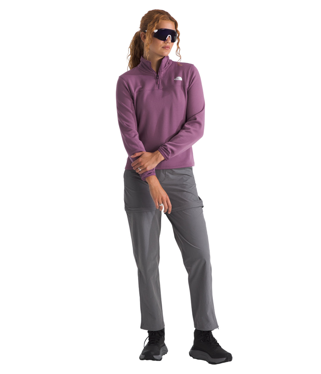 The North Face Womens Cedar Trail Grid Fleece QZ Jacket Chroma Purple