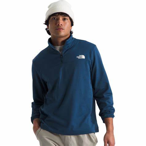 The North Face Mens Cedar Trail Grid Fleece 1/4 Zip Dusk Blue