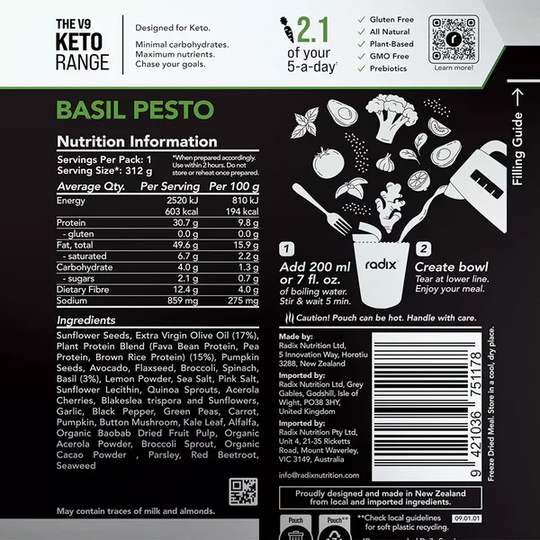 RADIX Keto Meals v9.0 600Kcal Basil Pesto