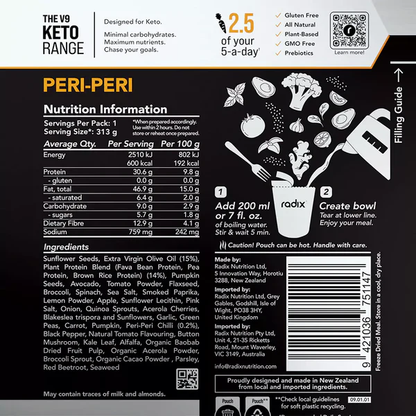 RADIX Keto Meals v9.0 600Kcal Peri-Peri