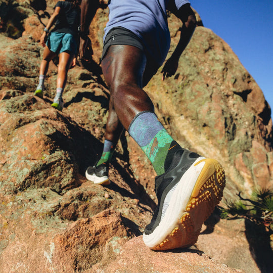 Smartwool Trail Run Targeted Cushion Neature Print Crew Socks Twilight Blue