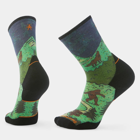 Smartwool Trail Run Targeted Cushion Neature Print Crew Socks Twilight Blue