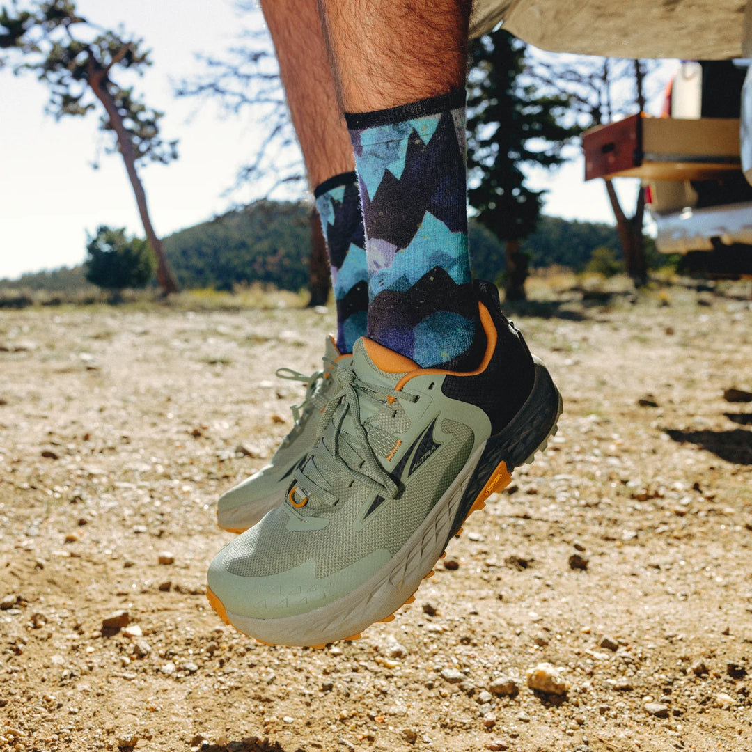 Smartwool Trail Run Targeted Cushion Summit Sector Print Crew Socks Nightfall Blue