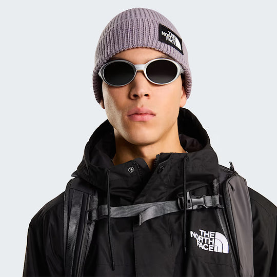 The North Face Logo Box Cuffed Beanie Transcendent Grey