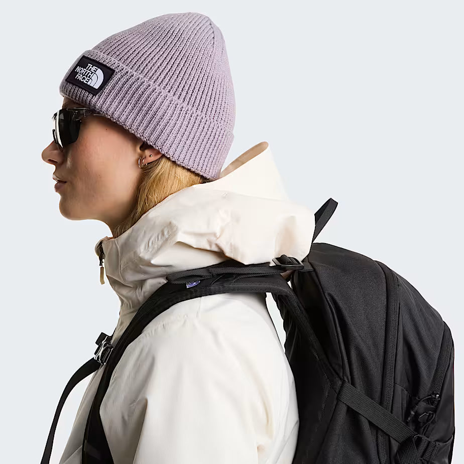 The North Face Logo Box Cuffed Beanie Transcendent Grey