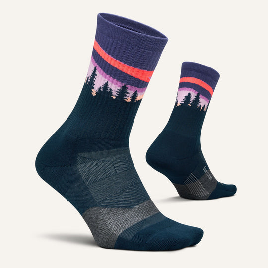 Feetures Trail Max Cushion Mini Crew Purple Aurora