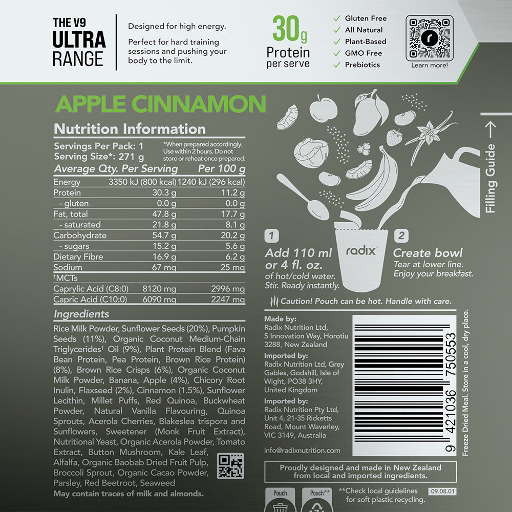 Radix Nutrition ULTRA 800kcal Breakfast Meal APPLE, CINNAMON 146