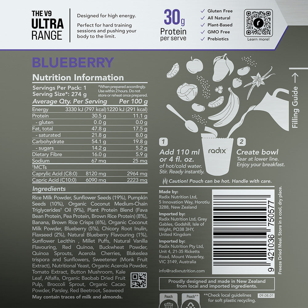 Radix Nutrition ULTRA 800kcal Breakfast Meal Blueberry 164