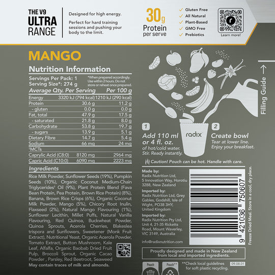 Radix Nutrition ULTRA 800kcal Breakfast Meal Mango 164