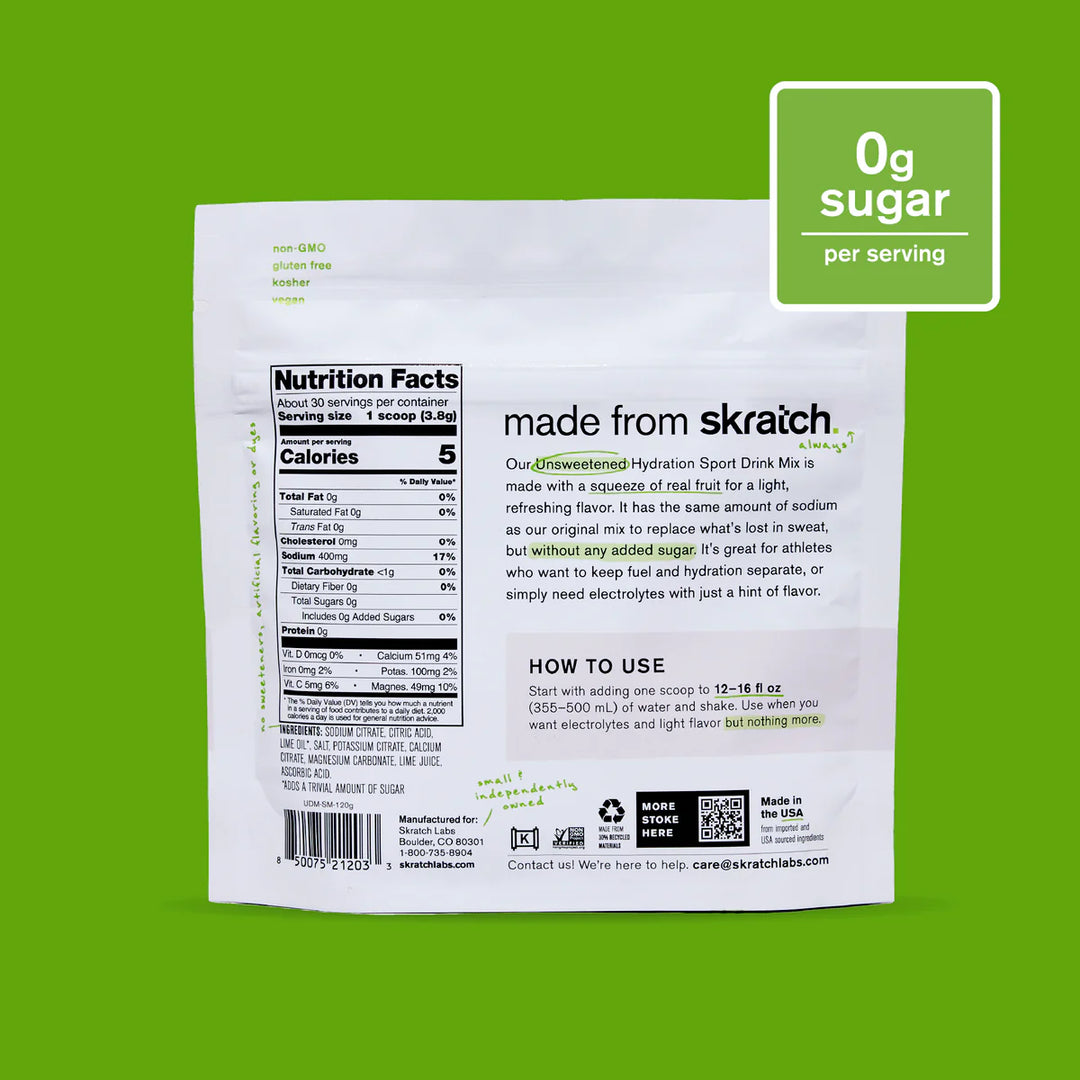 Skratch Unsweetened Hydration Drink Mix, Salted Margarita 30-Serving Resealable Bag