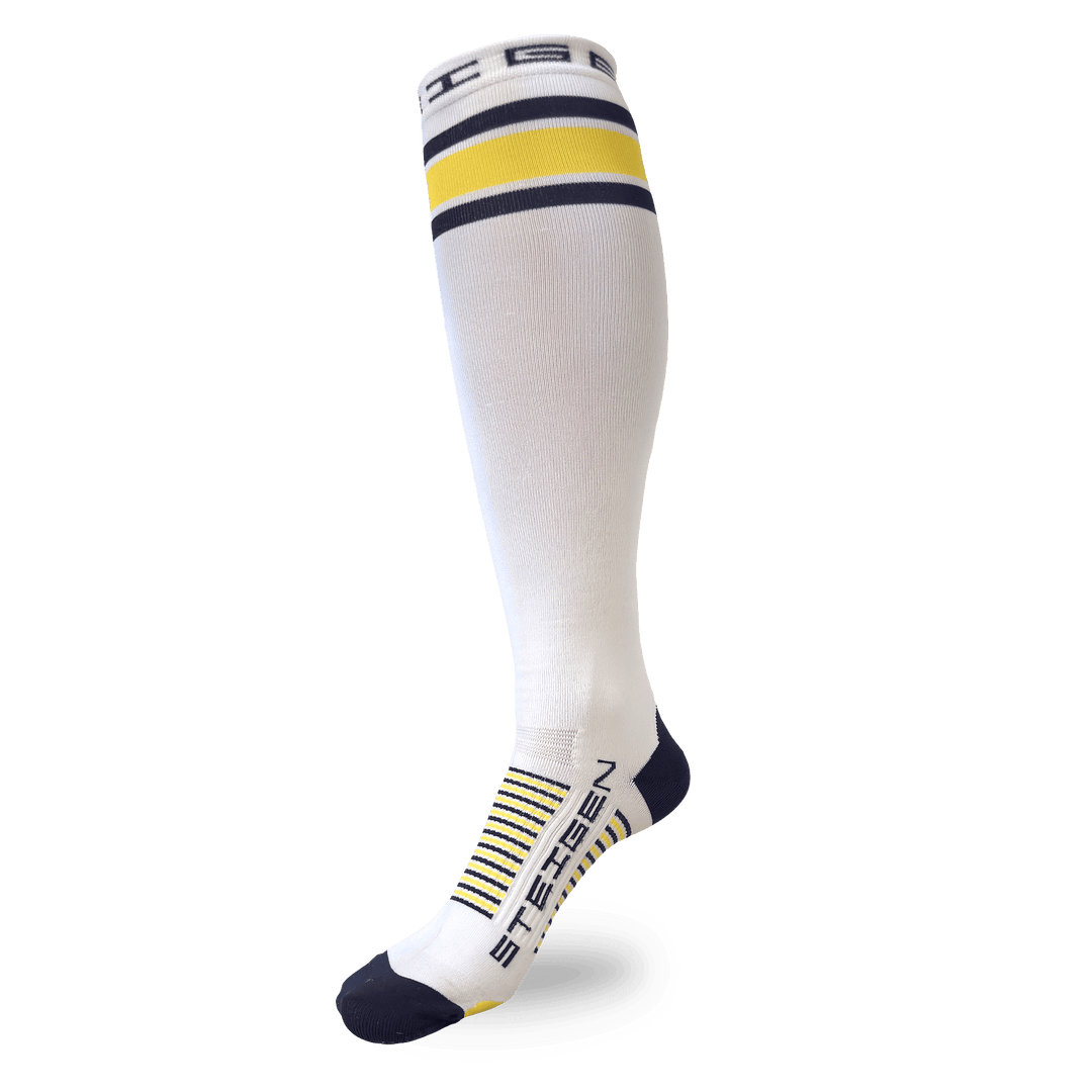 Steigen White - Yellow Stripe Full Length Running Socks