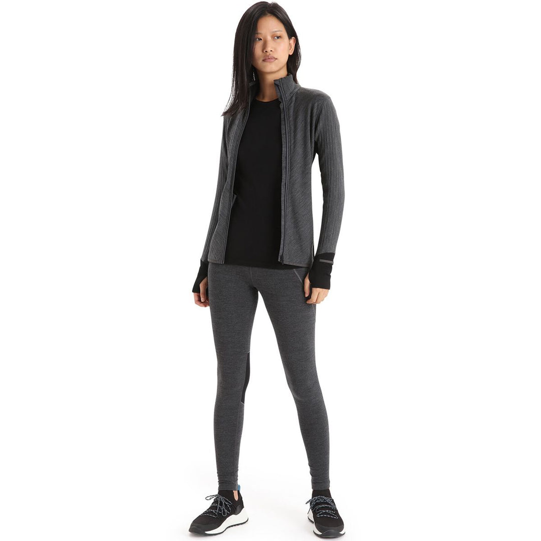 Icebreaker Womens Descender LS Zip Jet HTHR