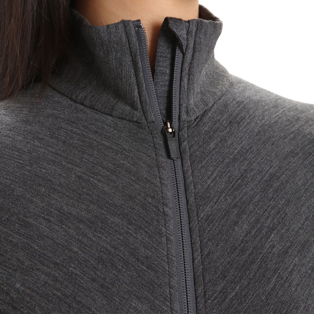 Icebreaker Womens Descender LS Zip Jet HTHR