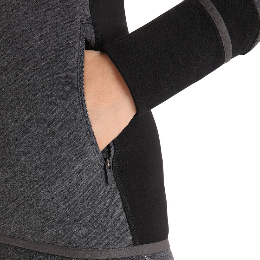 Icebreaker Womens Descender LS Zip Jet HTHR