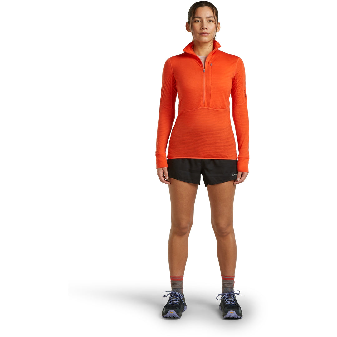 Icebreaker W Merino Blend 200 RealFleece Descender LS Half Zip Fervid