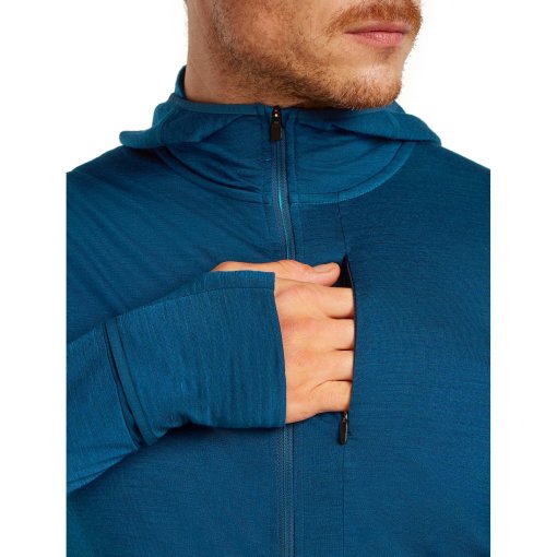 Icebreaker M Merino Blend 200 RealFleece Descender LS Zip Hoodie Atlantis/Arctic