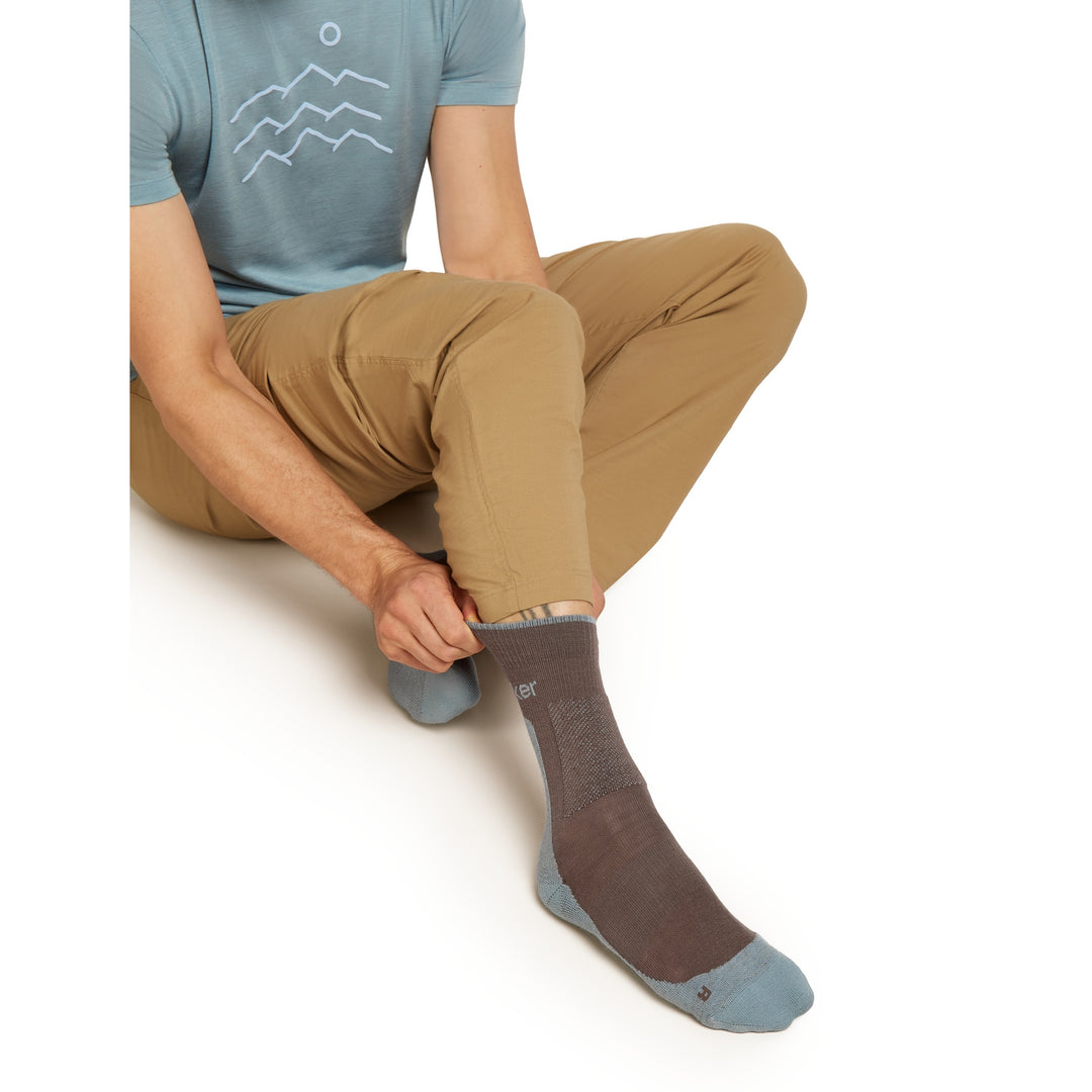 Icebreaker M Merino Hike+ Medium Crew Porcini Flint Blue