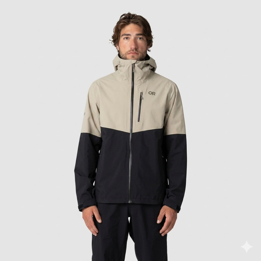 Outdoor Research Mens Foray 3L Rain Jacket Pro Khaki/Black