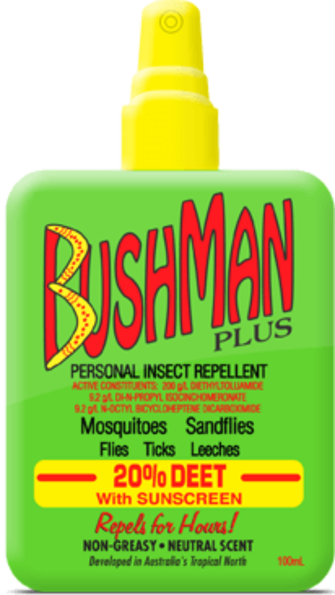 BUSHMANS PLUS PUMP SPRAY 20% DEET + SUNSCREEN