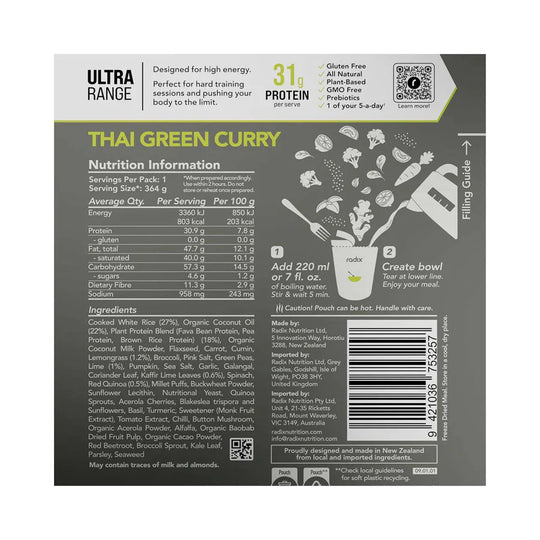 Radix Nutrition ULTRA 800kcal Meal Thai Green Curry 147g
