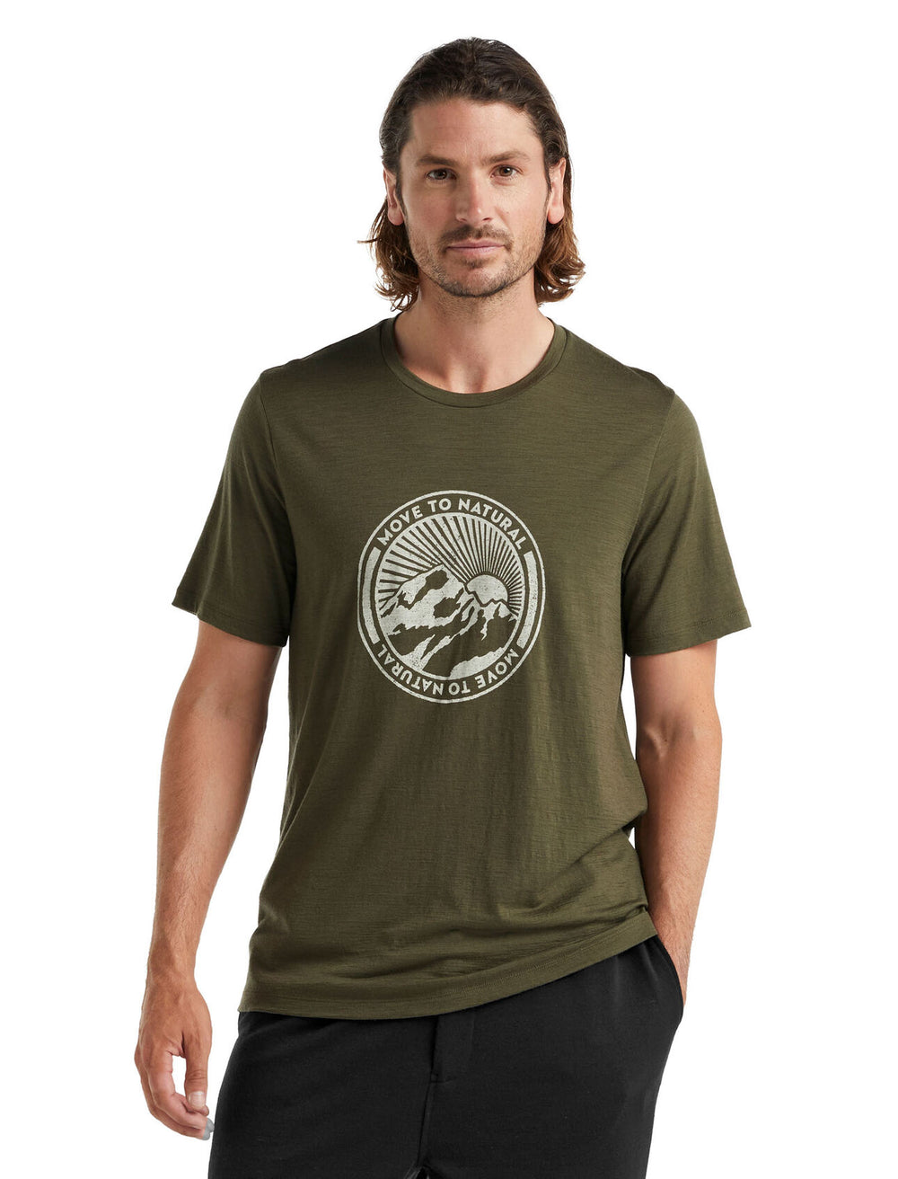 Icebreaker Men Tech Lite II SS Tee Move to Natural Mountain Loden