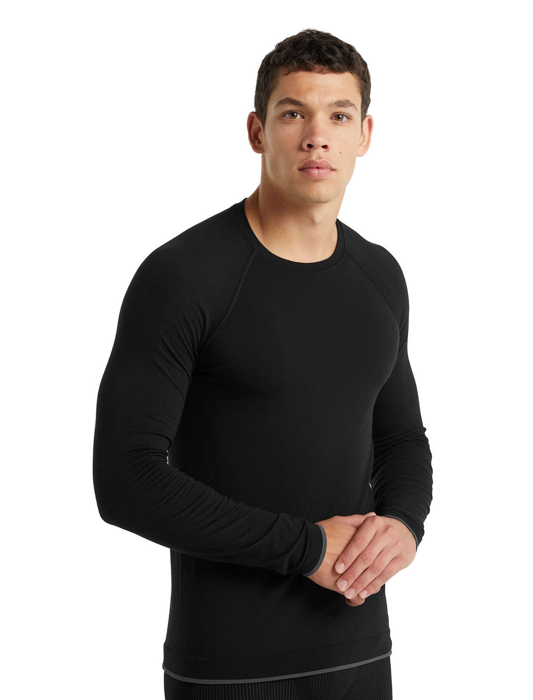 Icebreaker Mens 200 Zone Seamless LS Crewe Black