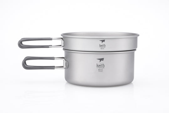 Keith Titanium 2-Piece Titanium Pot and Pan Cook Set 950ml/600ml
