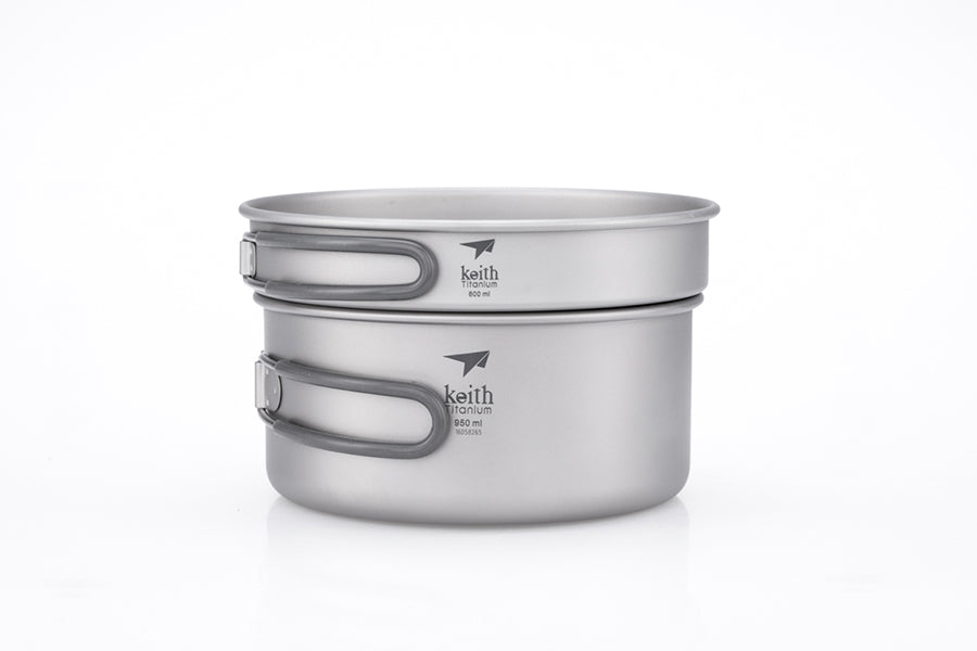 Keith Titanium 2-Piece Titanium Pot and Pan Cook Set 950ml/600ml