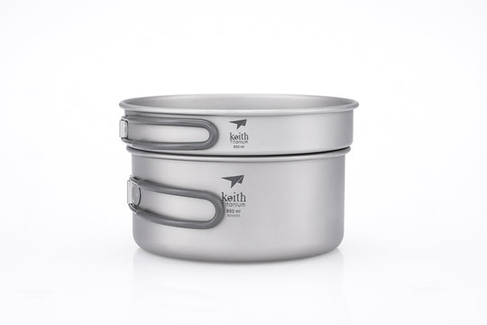 Keith Titanium 2-Piece Titanium Pot and Pan Cook Set 950ml/600ml