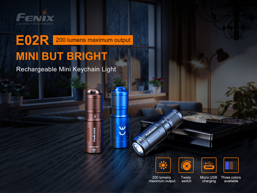 Fenix E02R Cree XP-G2 S3 white LED Flashlight (black)