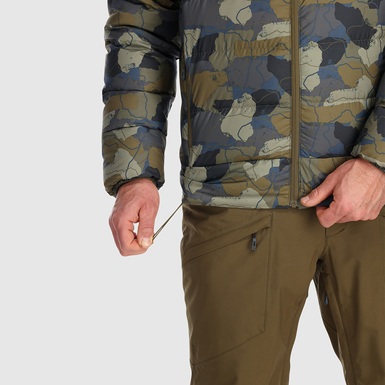 OUTDOOR RESEARCH Mens Coldfront Down Hoodie Loden Camo