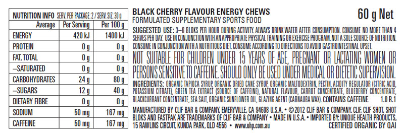 CLIF SHOT BLOKS BLK CHERRY 60g