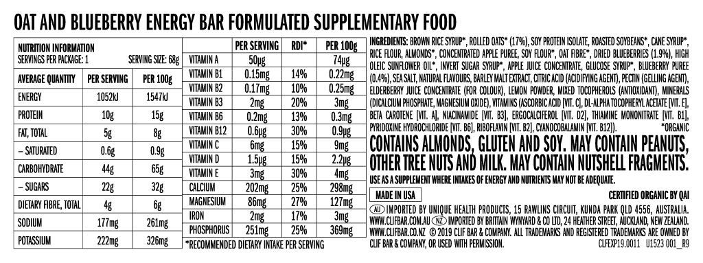 CLIF BAR Blueberry Crisp 68g