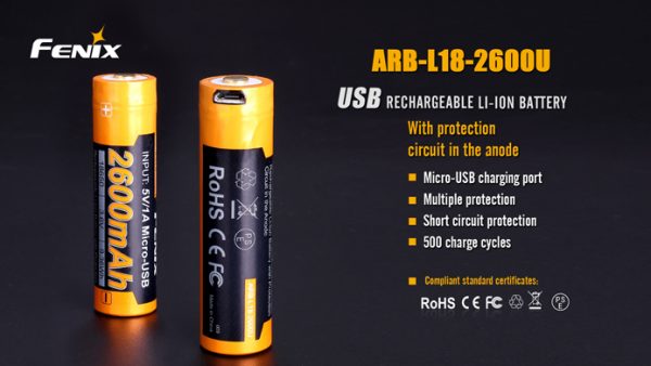 Fenix ARB-L18-2600U USB Charging 18650 Battery (2600mAh)