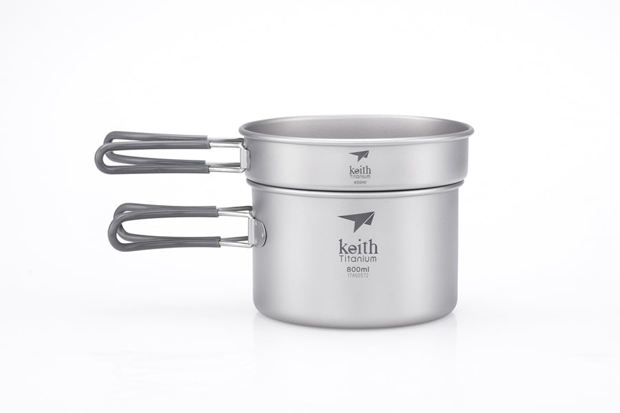 Keith Titanium 2-Piece Titanium Pot and Pan Cook Set 800ml/384ml