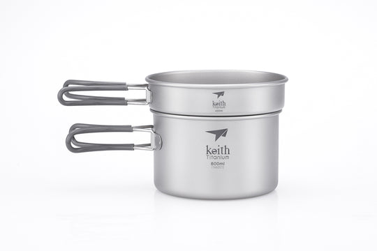 Keith Titanium 2-Piece Titanium Pot and Pan Cook Set 800ml/384ml
