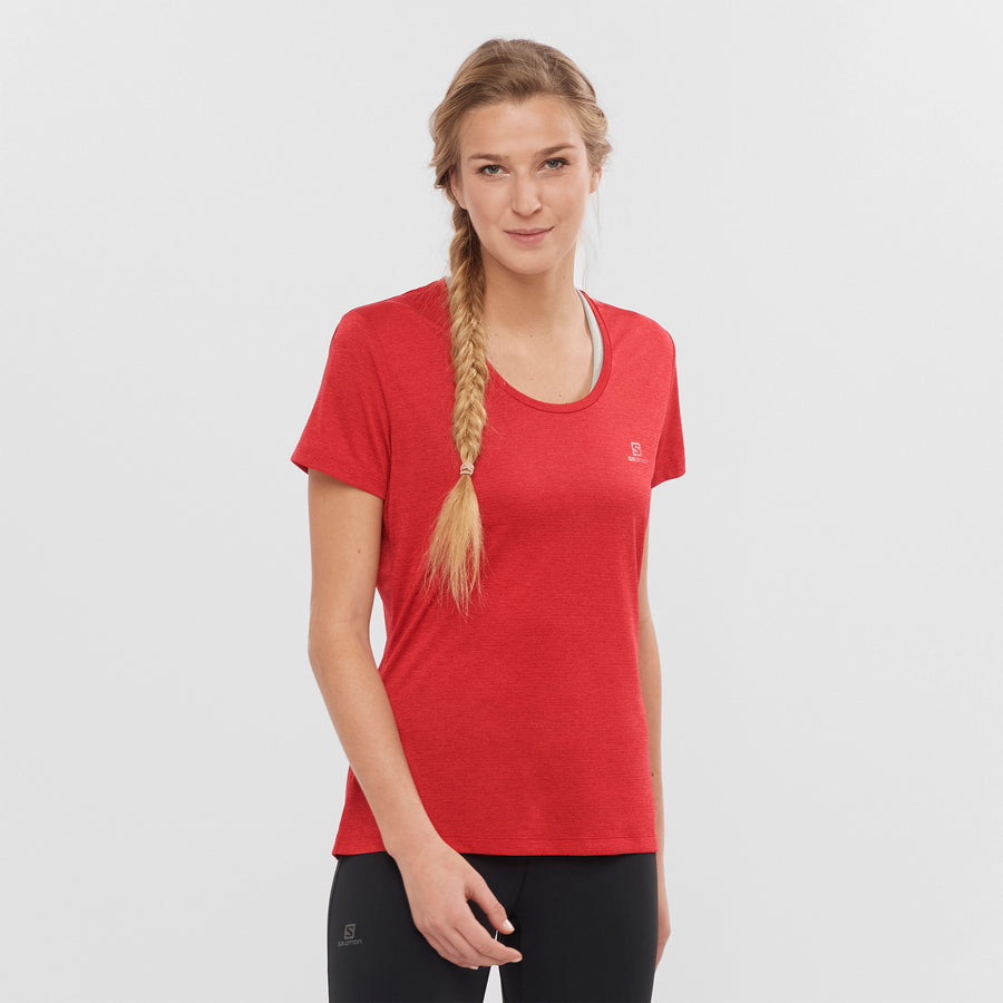 Salomon Agile Ss Tee W Heather/Scarlet