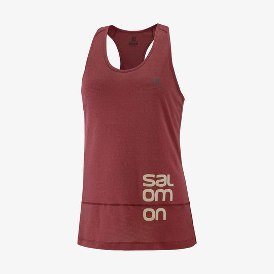 Salomon Cross Run Graphic Tank W Cabernet/Heather