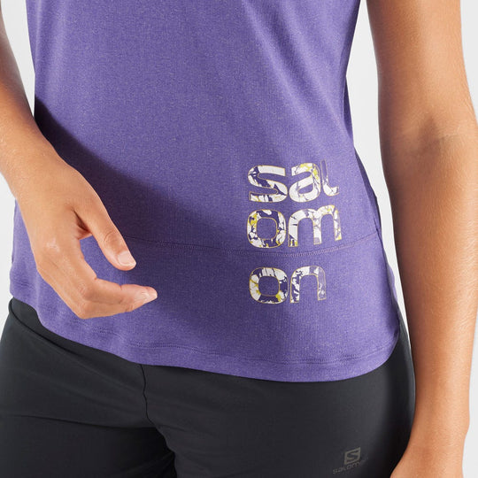 Salomon Cross Run Graphic Tee W Deep Blue/Heather