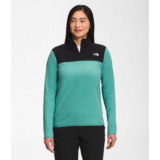 THE NORTH FACE Womens TKA Glacier Fleece Quarter Zip TNF Black and Wasabi