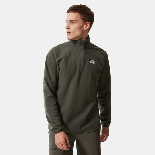 The North Face Mens 100 Glacier Fleece QZ New Taupe Green