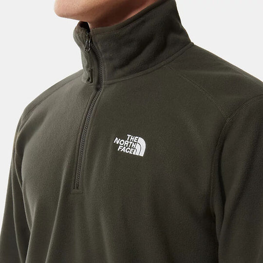 The North Face Mens 100 Glacier Fleece QZ New Taupe Green